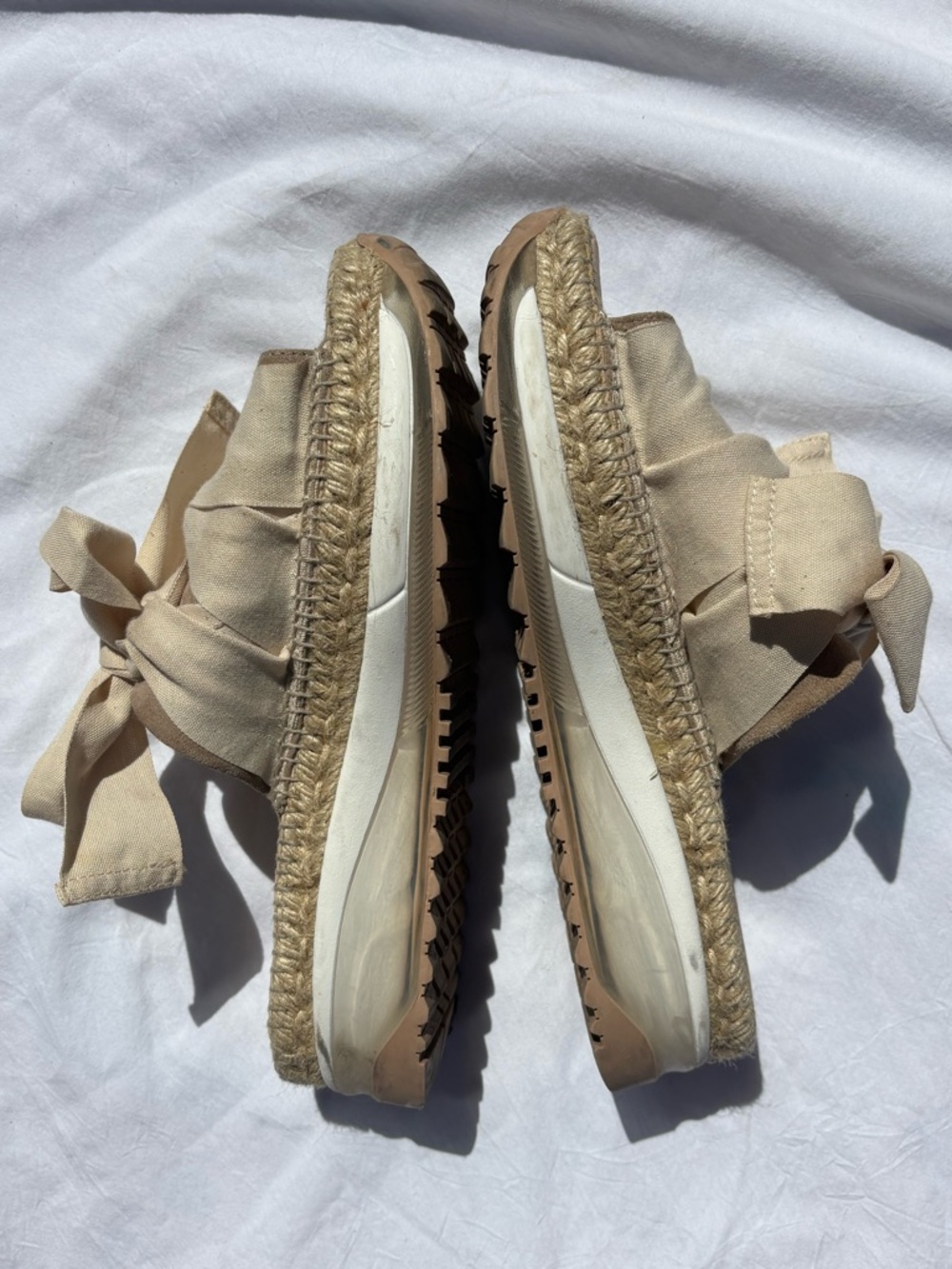 Free People Chapman Sandal Cream Espadrille Platform Slide Sandals with Bow - Picture 7 of 9